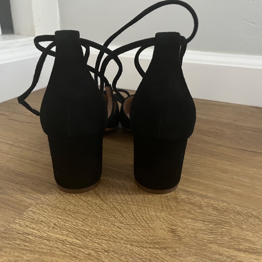 Halogen Block Heel Ankle Wrap Pointed Toe Black - image 4